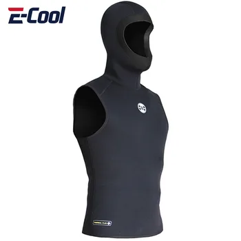 Мужской теплый жилет для подводного плавания с капюшоном, костюм для серфинга без рукавов, гидрокостюм с разрезом на голову, 3 мм