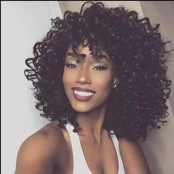 Афро-кудрявый парик из синтетических волос для женщин, длинные парики