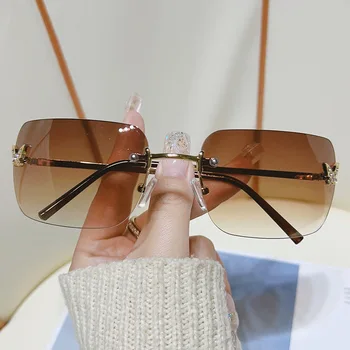 Новые солнцезащитные очки без оправы в Европе и США, модные женские солнцезащитные очки с бабочкой, инкрустированные бриллиантами