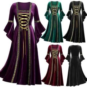2023 Европейский Средневековый Викторианский Готический костюм Принцессы Для Косплея Женщины Хэллоуин Карнавал Средневековое Платье Халат Королевы Элегантное Платье
