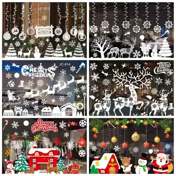 Наклейки на окна с Рождественским декором в виде Санта-Лося, Наклейка на стену на Рождество, Декор домашней двери, витрины, с Новым 2021 годом