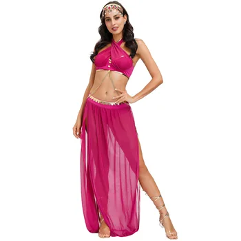 Взрослые женщины, девушка-змея, индийская принцесса, топ для танца живота, юбка, комплект головных уборов, костюмы для косплея на Хэллоуин, наряд для ролевых игр
