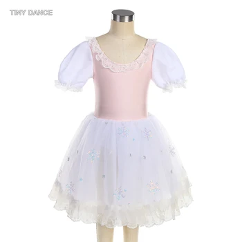Балетный танцевальный костюм с короткими рукавами, романтическая юбка-пачка для детей и взрослых, танцевальное платье балерины 23166