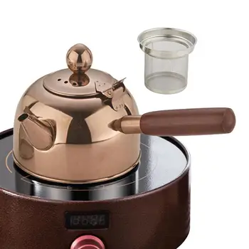 Чайник для чая из нержавеющей стали с деревянной ручкой, чайник для кипятка, бутылка для кофе, Кухонная плита, Индукционная посуда для напитков для плиты