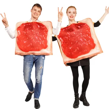 Тостовый хлеб для мужской и женской пары с арахисовым маслом и кетчупом, форма для косплея, сценический костюм для вечеринки в пабе на Хэллоуин и Рождество