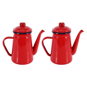 Эмалированный кофейник объемом 1,1 л, ручной чайник, индукционная плита, Газовая плита, Универсальный Красный