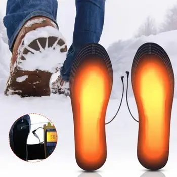 Стельки для обуви с USB-подогревом, электрическая перезаряжаемая грелка для ног, мягкая грелка для ног, коврик для носков, зимние уличные нагревательные стельки