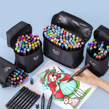 Набор маркеров с сенсорной двойной головкой Детские Принадлежности для рисования 36 Цветов 48 Цветов Ручка цвета спиртового масла Оптом
