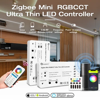 Gledopto SmartHome Zigbee 3.0 Ультратонкий Мини-Контроллер RGBCCT WWCW LED Light Strip Kitchen Lighting Alexa Voice APP Control
