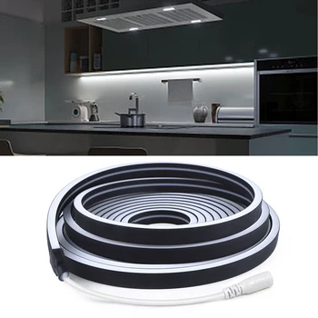 Неоновые светодиодные фонари для кухни под мебелью, черная силиконовая трубка, неоновая вывеска, гибкая светодиодная лента, 24 В, Радиочастотная Сенсорная веревка, лента для лампы