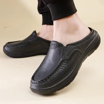 Мужские тапочки Роскошная Высококачественная кожаная Повседневная Удобная обувь для ходьбы Обувь для мужчин Лето 2023 Тапочки Chinelos