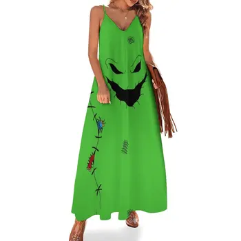 зеленое платье в стиле гуля без рукавов, вечернее платье, свободное женское платье