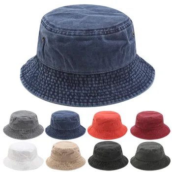 Модные Хлопчатобумажные шляпы Унисекс, Женская летняя Солнцезащитная Панама, мужская однотонная Уличная Повседневная рыбацкая шляпа, пляжные кепки 2023 г.
