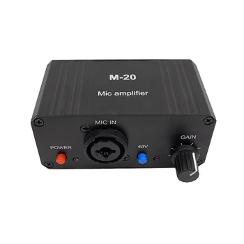 Динамический микрофон, конденсаторный усилитель микрофона M-20 для динамиков с живой звуковой картой, 48 В, фантомная зарядка от источника питания