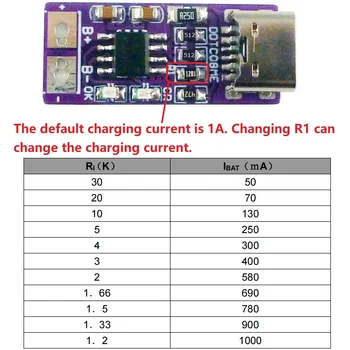 DDTC08ME 20X Сверхмалый Модуль Зарядки литий-ионной батареи Type-C Li-Po PD QC FCP USB 18650 TP4056 1A Зарядное устройство