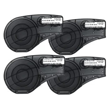 4 Упаковки этикеточной ленты для картриджа M21-500-499- TB, нейлоновая этикеточная лента, черное на белом, длина 16 дюймов, ширина 0,5 дюйма