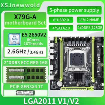 Комплект материнской платы JINGSHA X79G-A с процессором E5 2650V2 DDR3 2*16G = 32 ГБ Двухканальный 1T NVME SSD LGA2011 M.2 SATA 3.0 Kit