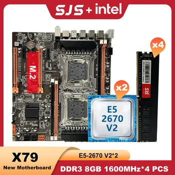 SJS X79 E5 2670 V2 DDR3 32GB LGA 2011 X79 Комплект placa mãe Двухпроцессорный Процессор E-ATX Intel Xeon С Материнской платой 4*8 ГБ оперативной памяти 1600 МГц