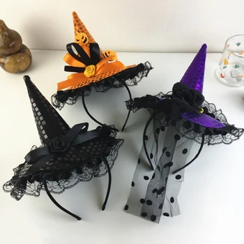 Повязка на голову на Хэллоуин, фестивальная шапочка ведьмы, головной убор, косплей-костюм, жуткая лента для волос для взрослых, детский праздничный головной убор для вечеринки