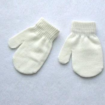 Детские вязаные перчатки от 1 до 4 лет, теплые варежки, однотонные варежки на все пальцы для девочек и мальчиков, осенне-зимние детские перчатки, новинка