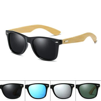 Модные Солнцезащитные очки из бамбукового дерева Для мужчин И женщин, Классические Квадратные Винтажные Солнцезащитные Очки для вождения, Черные Очки для рыбалки, Окуляры UV400