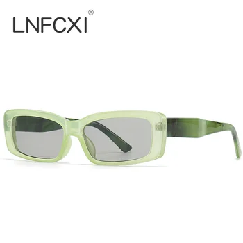LNFCXI Новые солнцезащитные очки зеленого цвета в стиле ретро, Женские модные Градиентные оттенки, UV400, панк-заклепки, Мужские Солнцезащитные очки