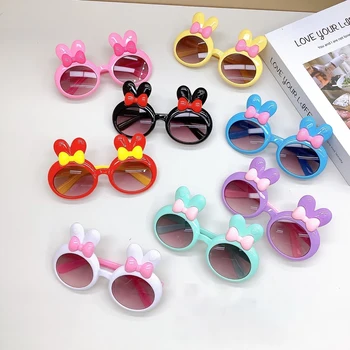Детские солнцезащитные очки с милыми заячьими ушками из мультфильма, модный тренд, корейская версия, устойчивые к ультрафиолетовому излучению детские солнцезащитные очки, солнцезащитные очки
