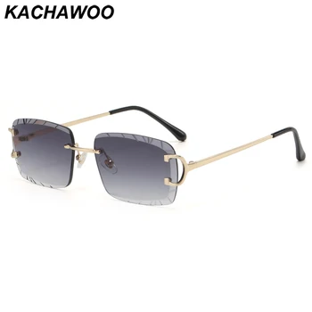 Солнцезащитные очки Kachawoo без оправы для мужчин, зеленые, коричневые, синие, металлические солнцезащитные очки без оправы, квадратные женские, популярные в европейском стиле, унисекс