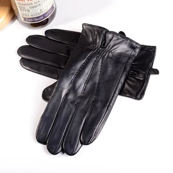 Мужские зимние теплые перчатки из натуральной кожи для езды на мотоцикле, вождения на открытом воздухе, перчатки с сенсорным экраном
