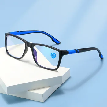 Очки Для чтения Мужские Модные Синие Светозащитные Очки По Рецепту TR90 Сверхлегкие Спортивные Очки Для Дальнозоркости на открытом воздухе 0 ~ + 400