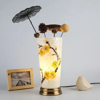 Креативная простая настольная лампа в виде ракушки, стеклянная цветочная композиция, прикроватная лампа для спальни, теплая современная настольная лампа со светодиодной подсветкой для кормления грудью