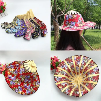 Солнцезащитная шляпа бамбуковый веер Весенне-летняя складная многофункциональная шляпа Модная женская пляжная кепка для путешествий, солнцезащитный крем для туров