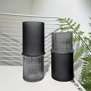 Темная эстетическая минималистичная ваза, Ретро-интерьер дома, Террариум, гостиная, ваза для цветов, Стеклянный дизайн, горшок для украшения сада