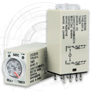 8-контактный 60-секундный таймер с Реле задержки включения H3Y-2 Реле таймера задержки включения AC220V DC24V 5A Блоки питания для монтажа на Din-рейку
