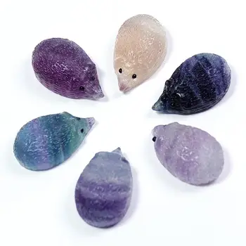 Резной флюоритовый камень в виде Ежика, Целебный Камень, украшение домашнего стола, 100 Натуральный Кристалл кварца, SO