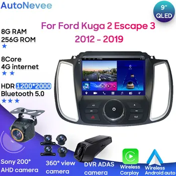 Android Мультимедиа Для Ford Kuga 2 Escape 3 2012-2019 Автомобильный Стерео Процессор Радио QLED Плеер Навигация Carplay Auto HDR 5G Dash Cam