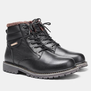 Размер 38-50, мужские зимние ботинки из натуральной кожи, теплые удобные зимние ботинки, мужская зимняя обувь из натуральной кожи #8815
