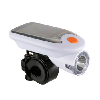 Велосипедный передний фонарь на солнечной батарее, USB-аккумуляторный велосипедный фонарь, вращающийся на 360 градусов, аксессуары для велосипеда (белый)