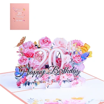 3D Поздравительная открытка на день рождения со светом и музыкой, открытка с цветами 16-80-х годов, подарок на день рождения для женщин, мужчин, детей