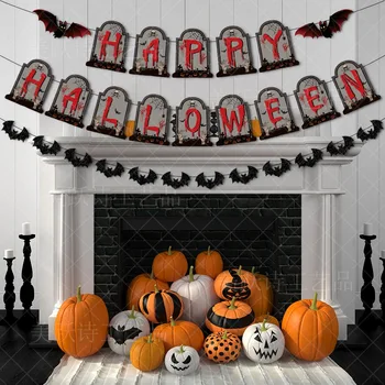 Новый флаг на Хэллоуин, вытягивающий своими руками летучую мышь, вытягивающий цветок, украшение надгробия, вечеринка, Дом с привидениями, подвеска с ужасом, декор для дома и гостиной