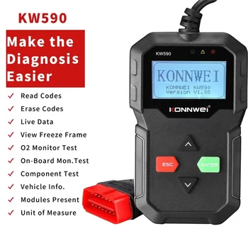 Диагностический инструмент OBD KW590 Считыватель кода автомобиля автомобильный сканер OBD2 считыватель кода ЭБУ Масляная лампа проверяется лучше, чем Elm327