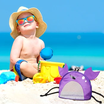 Пляжная сетчатая сумка, милые сумки в форме ракушки в форме краба для хранения пляжных ракушек, игрушек, коллекционных сумок для хранения детских песочных инструментов, органайзера