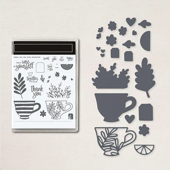 Английские/Немецкие/Французские/круглые чайные штампы и штамповки Ботанические прозрачные штампы для любителей чая, изготовление открыток для скрапбукинга, высечки